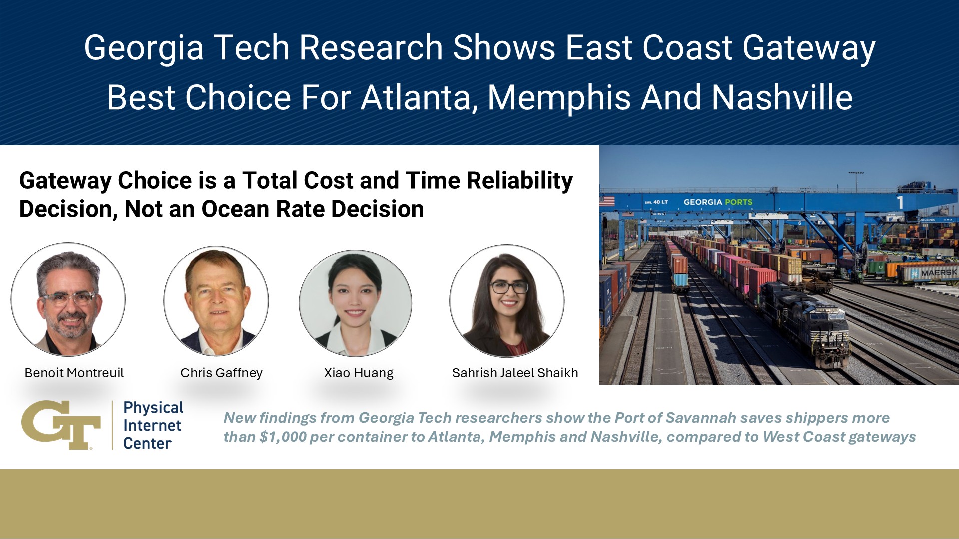 Georgia Tech Research Shows East Coast Gateway Best Choice For Atlanta, Memphis And Nashville