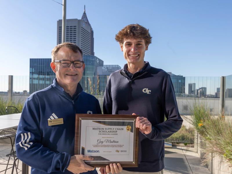 Chris Gaffney (left) and Guy Mastrion (right) on the 15th floor George Tower Herren Family Rooftop Terrace (credit Joshua Smith)